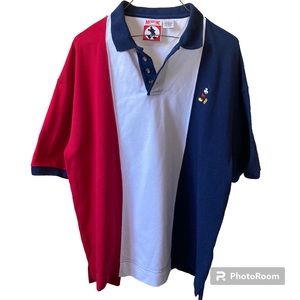 Vintage 90s Disney Mickey Mouse Red White & Blue Polo Shirt